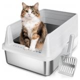 STAINLESS STEEL CAT LITTER BOX FOR SMALL CATS, ODO