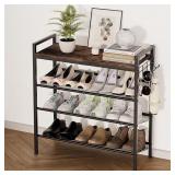 4 TIER SHOE RACK, SHOE RACK FOR ENTRYWAY WITH HOOK