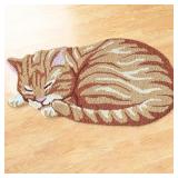 SHAPED SLEEPING CAT HAND-HOOKED ACCENT RUG AREA RU