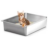 KIRECOO SMALL STAINLESS STEEL CAT LITTER BOX LOW E