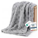 BEDSURE GENTLESOFT TWIN BLANKET FOR BED SILVER GRE