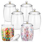 NUOGO 6 PCS PLASTIC CANDY AND COOKIE JAR WITH LIDS