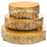 SOUJOY 3 PACK METAL GOLD CAKE STAND, 12/10/8 INCH
