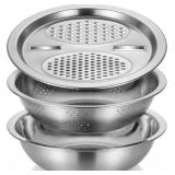 3 PCS MULTIFUNCTIONAL STAINLESS STEEL GRATER BOWL