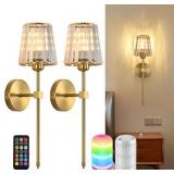 BATTERY OPERATED CRYSTAL WALL SCONCES SET OF 2, GO