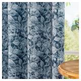 CHRISDOWA 100% NAVY BLUE BLACKOUT FLORAL CURTAINS
