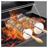 ROLLING BBQ BASKET FOR OUTDOOR GRILL, GRILLING FOR