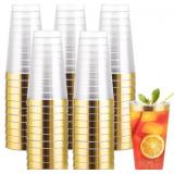 I00000 16 OZ GOLD PLASTIC CUPS, 50 PACK CLEAR PLAS