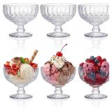 YOUEON 6 PACK VINTAGE EMBOSSED GLASS DESSERT CUPS,