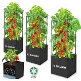3 PACK TOMATO CAGES, SQUARE TOMATO TRELLIS WITH 17