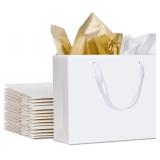 PLAUTHUS 10.6" WHITE GIFT BAGS FOR PRESENTS WITH T