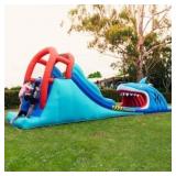 $330 HAPPY HOP SHARK ATTACK DOUBLE SLIDE INFLATABL