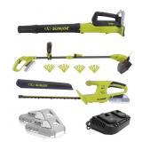 $130 SUN JOE 24V CORDLESS 3-TOOL GARDEN COMBO KIT: