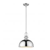 $294 1-LIGHT CHROME PENDANT WITH CHROME METAL AND