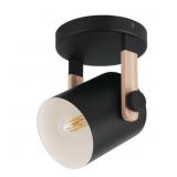 1-LIGHT HORNWOOD SEMI FLUSH WITH SHADE BLACK/WHITE