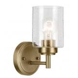 WINSLOW 1-LIGHT NATURAL BRASS BATHROOM INDOOR WALL