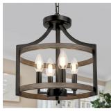 4-LIGHT FARMHOUSE CHANDELIER, RUSTIC METAL HANGING