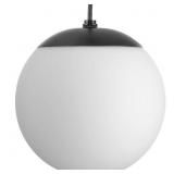 ATWELL COLLECTION MATTE BLACK AND OPAL GLASS GLOBE