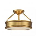 GRAFTON 15 IN. 3-LIGHT LIBERTY GOLD SEMI-FLUSH MOU