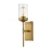 $140 1-LIGHT FOUNDRY BRASS SCONCE WITH CLEAR GLASS