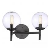 $117 AURESA 15.75 IN. 2-LIGHT BLACK GLOBE VANITY L