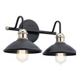 $160 KICHLER CLYDE 16.75-IN 2-LIGHT BLACK INDUSTRI