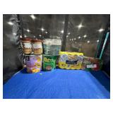 1 LOT (5) ASSORTED CAN GOODS.(2) ALMOND BUTTER