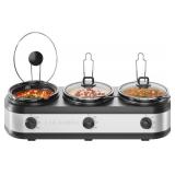 CHEFMAN TRIPLE SLOW COOKER & FOOD WARMER, THREE CR