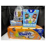 1 LOT (4) ASSORTED OF SNACKS AND KITCHEN SUPPLIES.