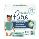 PAMPERS PURE DIAPERS SIZE 5, 132 COUNT (SELECT FOR