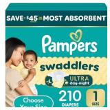 PAMPERS SWADDLERS ULTRA DIAPERS, SIZE 1 (8-14 POUN