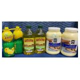 1 LOT OF 2 MAYONNAISE./2-POMPEIAN OLIVE OIL./1-LEM