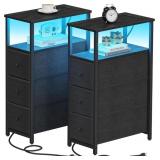 TUTOTAK NARROW LED NIGHT STAND WITH CHARGING STATI