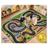 KIDS RUG,4X6 FT RACE TRACK CAR RUG FOR KIDS