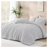 ANDENCY KING SIZE COMFORTER SET LIGHT GREY, 3 PIEC