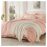 ANDENCY FULL COMFORTER SET, 7 PIECES PINK BEDDING