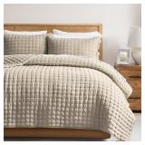 WDCOZY BEIGE QUEEN SIZE QUILT BEDDING SETS WITH PI