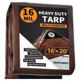 TARPS HEAVY DUTY WATERPROOF 16X20FT, 16MIL POLY TA