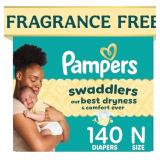 PAMPERS SWADDLERS NEWBORN DIAPERS, SIZE NEWBORN (