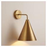VINTAGE MODERN METAL CONICAL WALL SCONCE, BRASS, 9