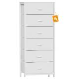 FURNULEM WHITE DRESSER FOR BEDROOM, 6 FABRIC DRAWE