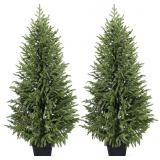 4FT 2PACK ARTIFICIAL CEDAR TOPIARY TREES 2 PACK,RE