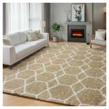 5X7 AREA RUGS FOR LIVING ROOM BEDROOM, FLUFFY BEIG