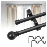BLACK DOUBLE WINDOW CURTAIN RODS 31 TO 154 INCH, 5