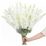 THICCYWOOV 50 PCS WHITE DELPHINIUM ARTIFICIAL FLOW