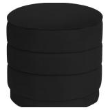 15.4" ROUND VELVET STORAGE OTTOMAN WITH REVERSIBLE