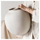 WHITE CERAMIC VASE - LARGE 13.5 INCH ROUND FLOOR V