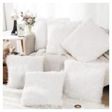 VITALCOZY 6 PCS FLUFFY THROW PILLOW COVERS FAUX FU