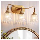 LMNLVN BRUSHED GOLD 3-LIGHT BATHROOM LIGHT FIXTURE