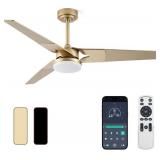 GOLD CEILING FAN WITH LIGHTS AND REMOTE, 52 IN